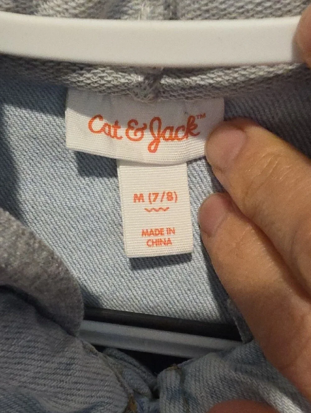 Cat & Jack Light Blue Denim Jacket with Gray Hood